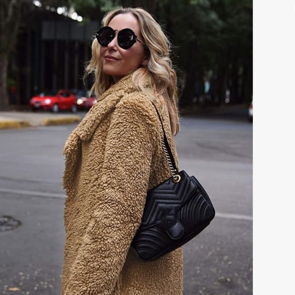 Fuzzy Fleece Lapel Open Front Long Coat